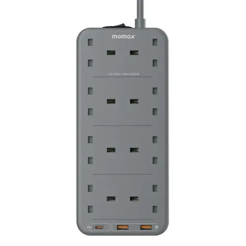 Momax ONEPLUG PD20W 2A1C 8 outlet Power strip - Space Grey