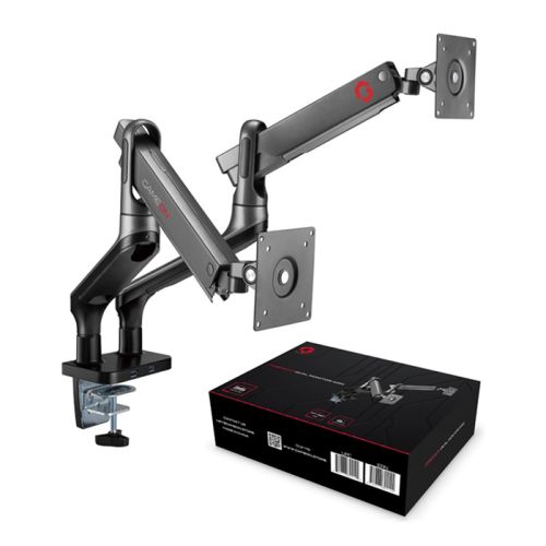 GAMEON GO-2144 Premium Aluminum Spring-Assisted Dual Monitor Arm - Space Grey