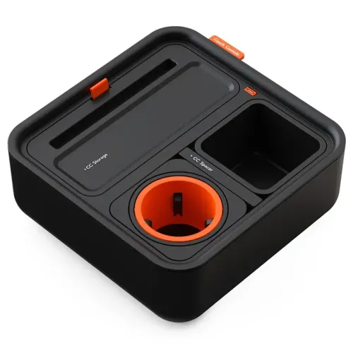 CouchConsole Cup Holder with Phone Stand Tray - Dark Orange