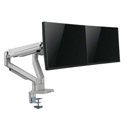 Gadgeton Dual Monitor Arm, Stand And Mount For Gaming And Office, 17" - 32", Each Arm Up To 9 KG, Silver