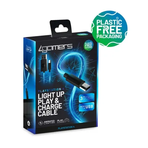 4Gamers PS4 Light Up Superfast 3m Play & Charge Cable (Micro-USB)