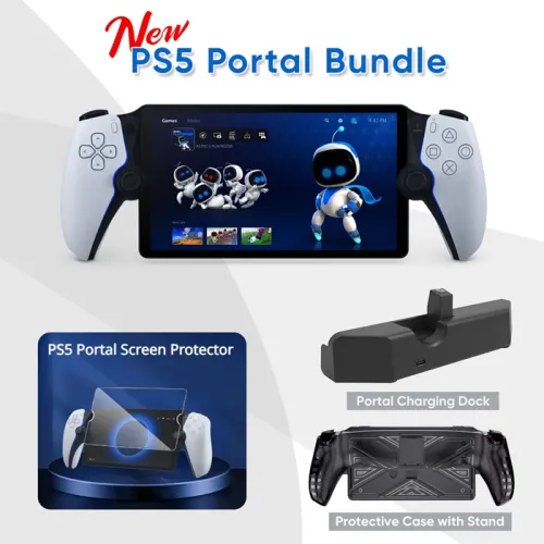 Playstation Portal Remote Player With Case With Stand / Charging Stand / Screen Protector Bundle